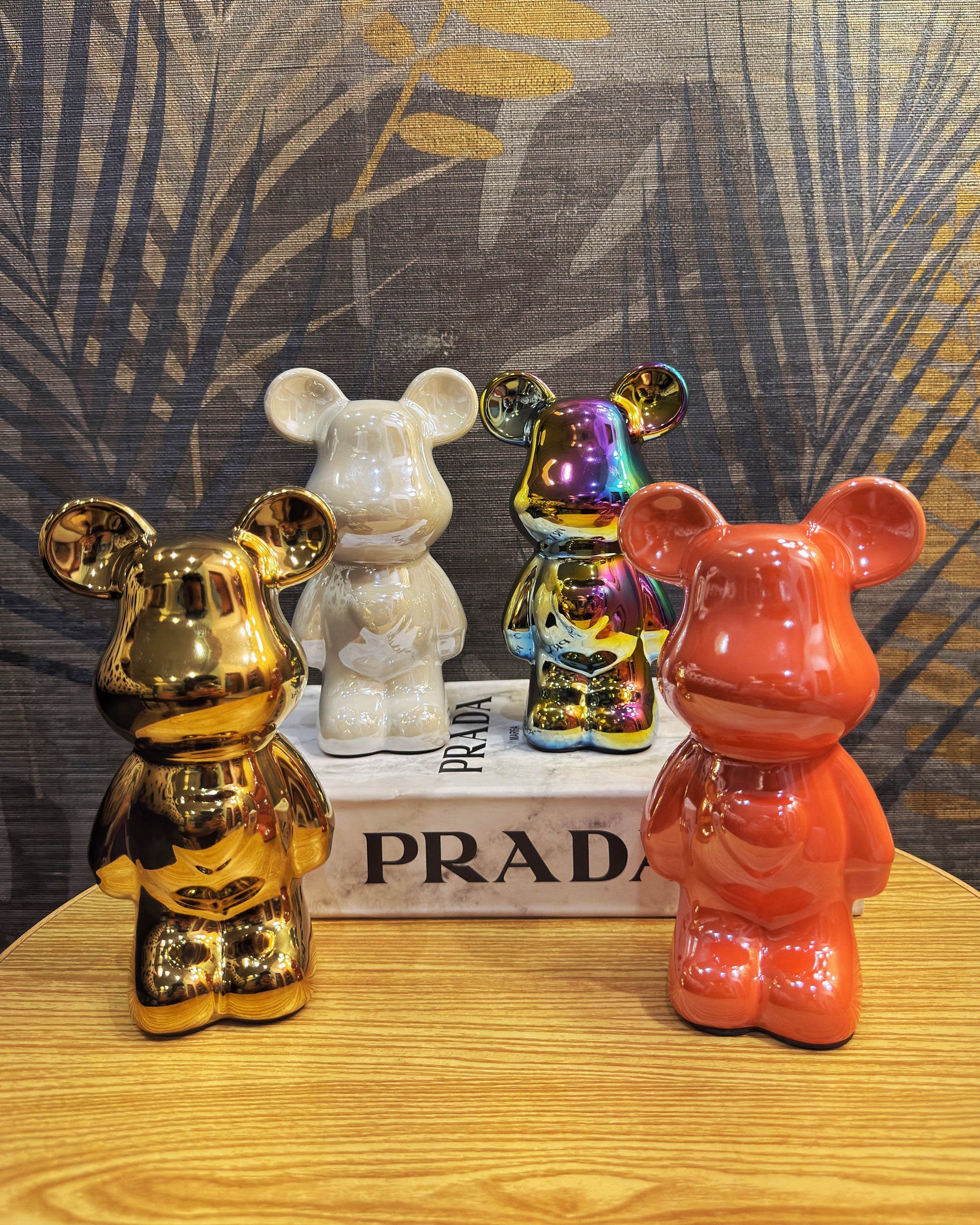 Cute Blooming Bear Sculptures fiber glass - 19 CM