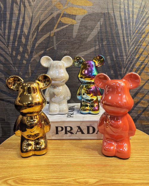 Cute Blooming Bear Sculptures fiber glass - 19 CM