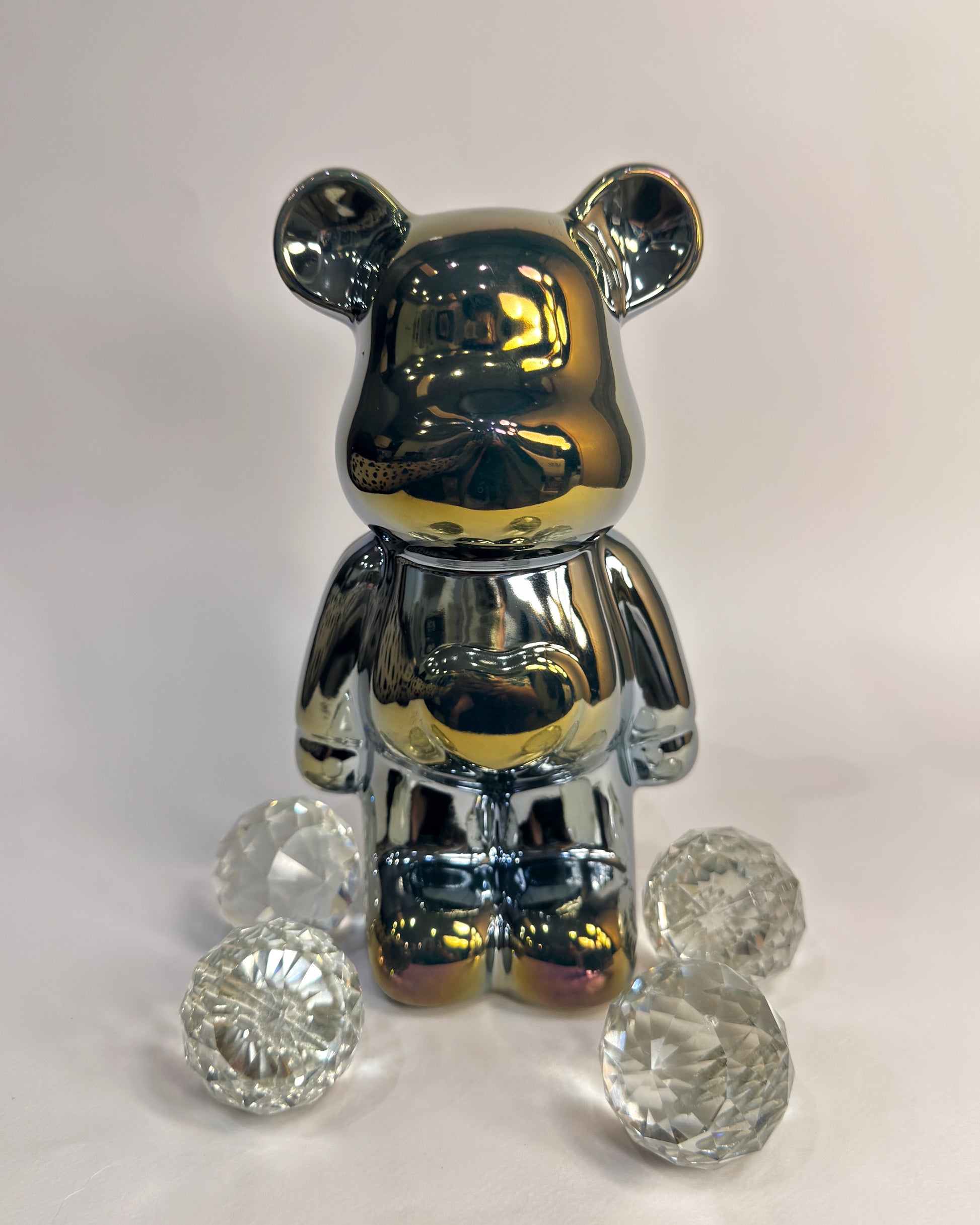 Charming Floral Bear, Fiberglass Sculpture - 21 CM