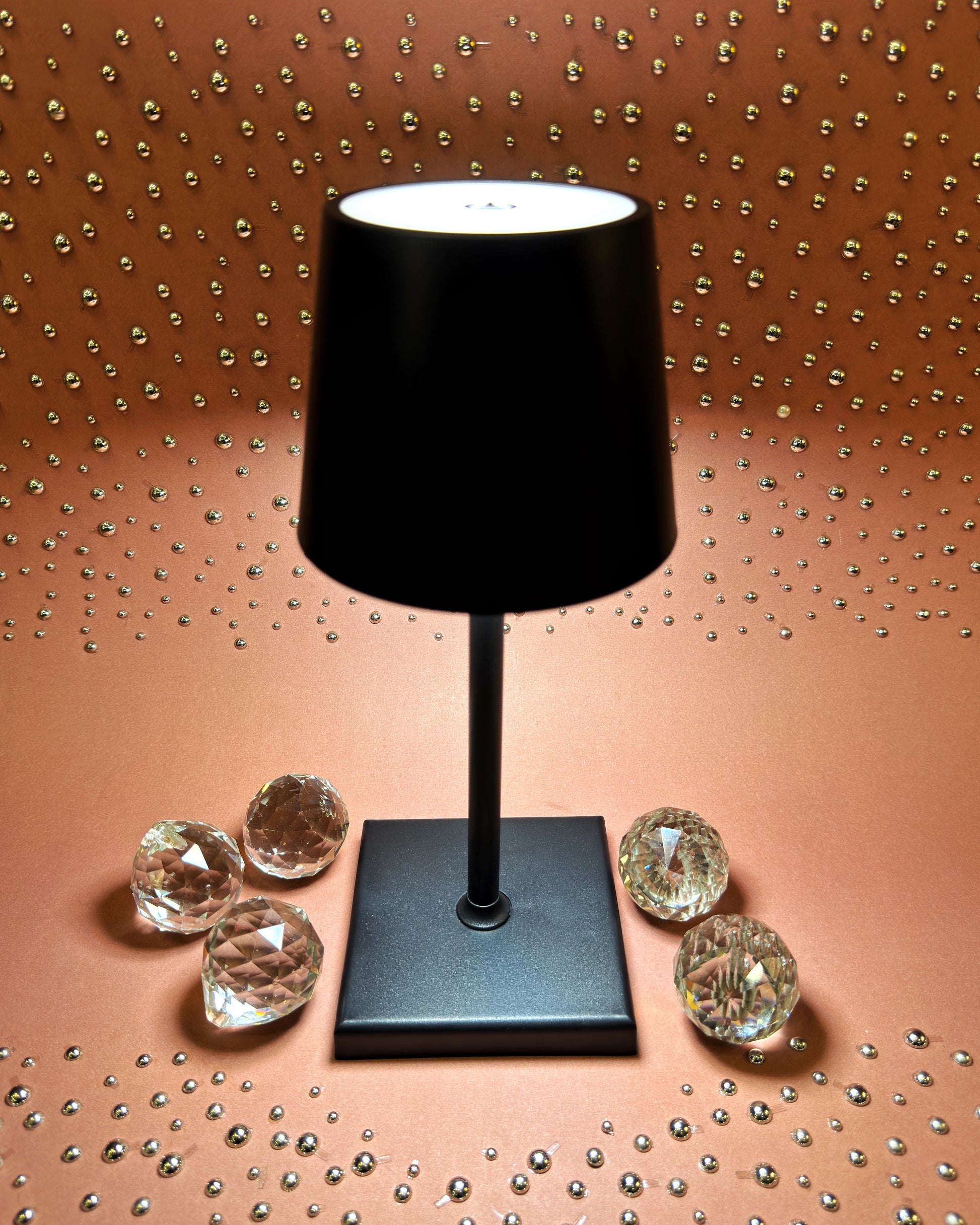 Pair of Sleek Black Interlocking Lamp