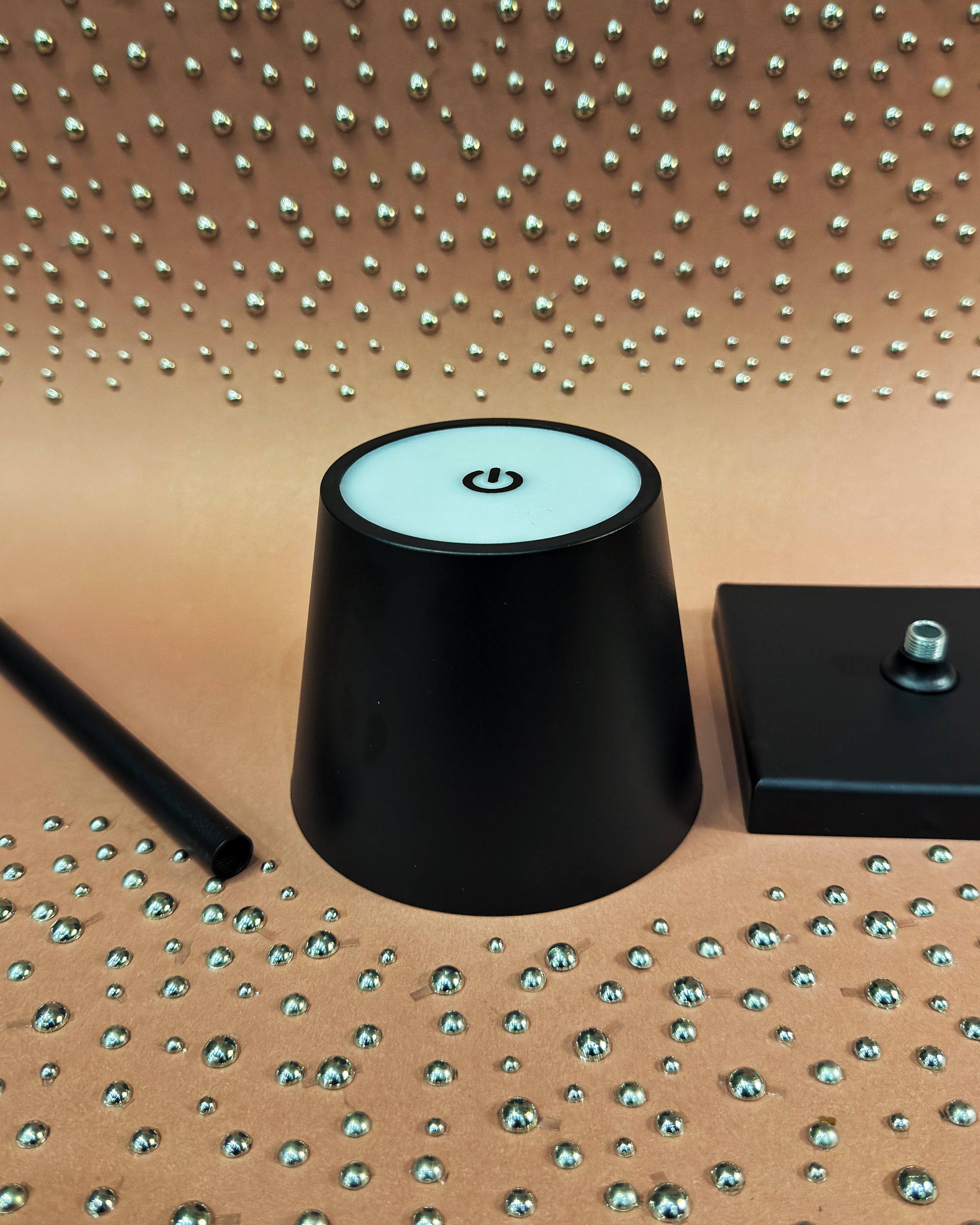 Pair of Sleek Black Interlocking Lamp