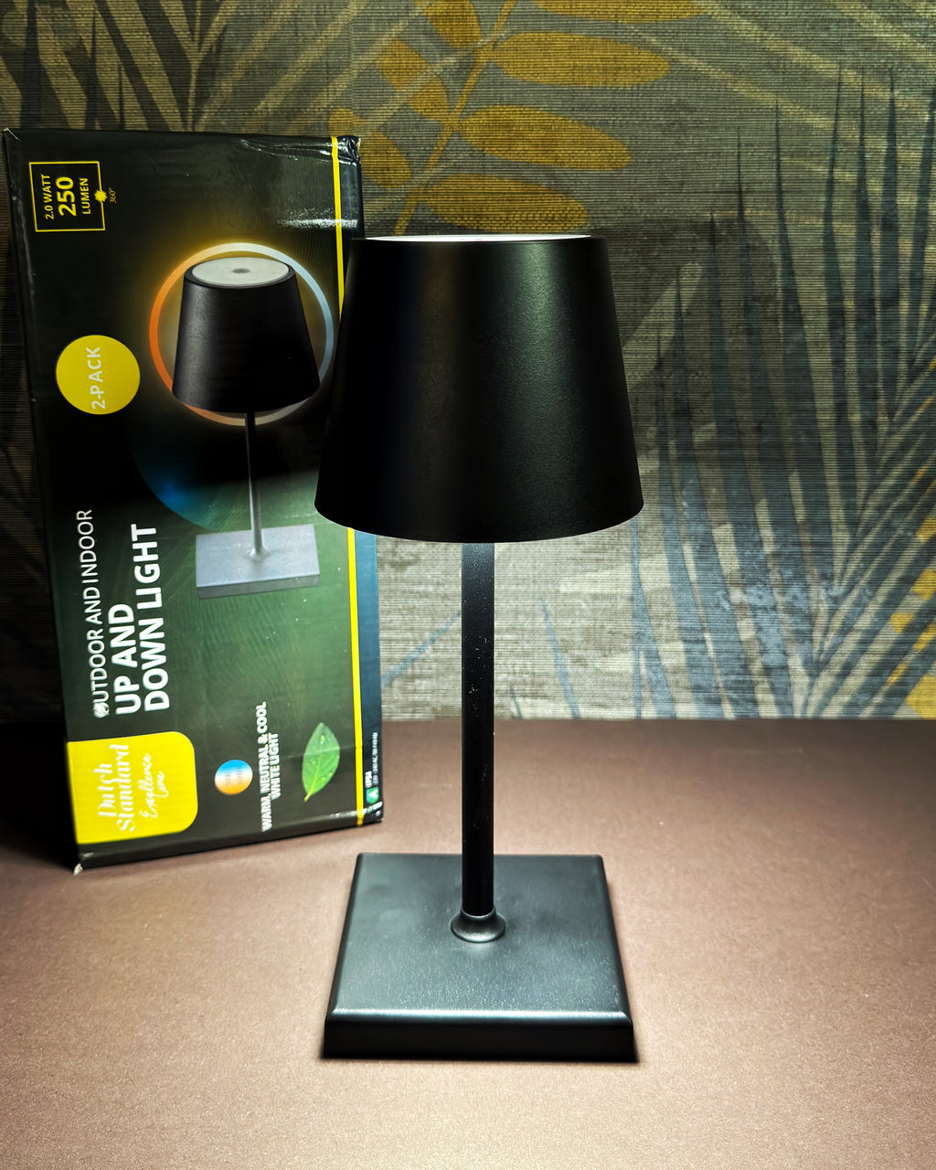 Pair of Sleek Black Interlocking Lamp