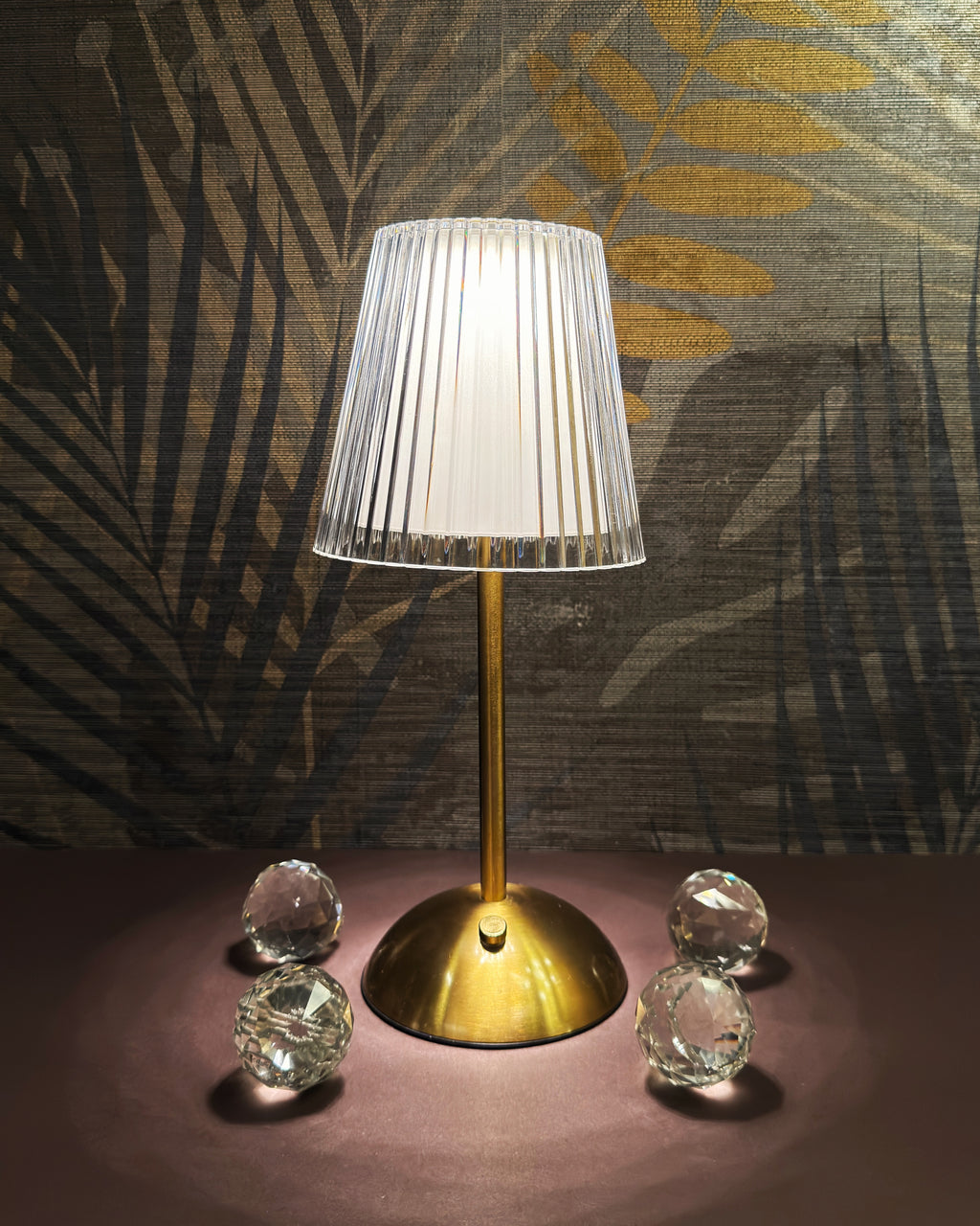Sleek Lining LED Crystal Rechargeable Cordless Touch Lamp