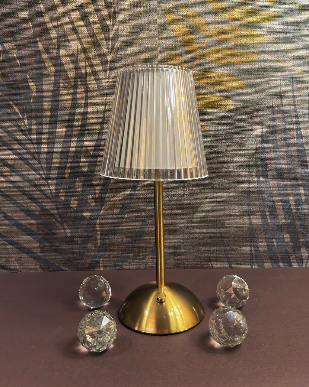 Sleek Lining LED Crystal Rechargeable Cordless Touch Lamp
