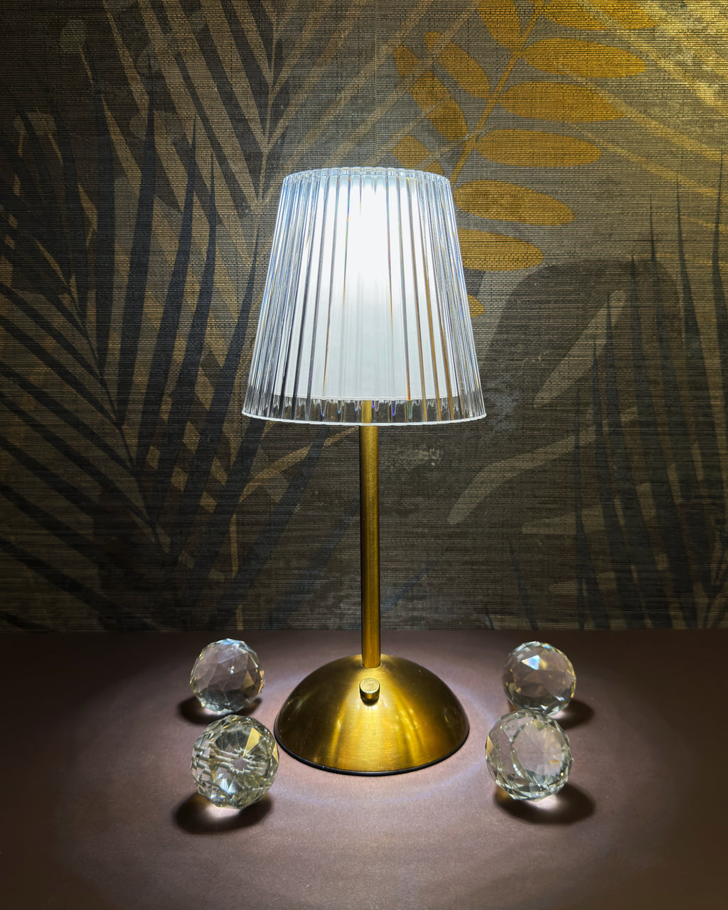 Sleek Lining LED Crystal Rechargeable Cordless Touch Lamp