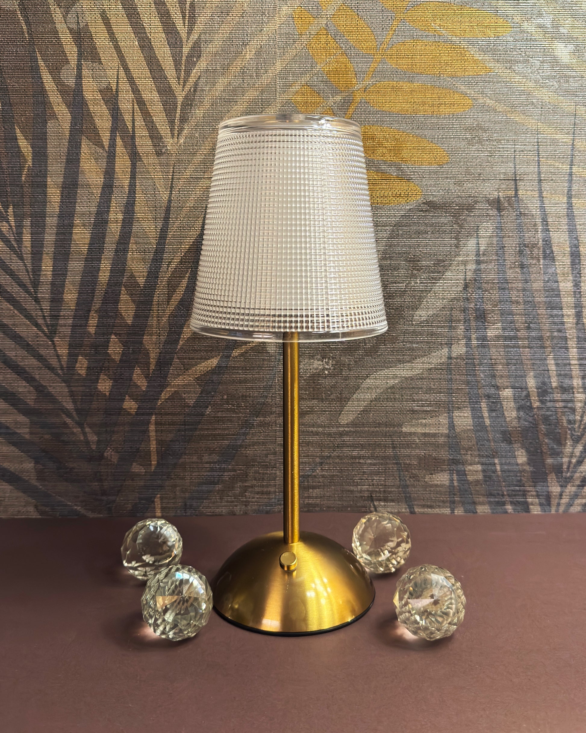 Sleek Doted LED Crystal Rechargeable Cordless Touch Lamp