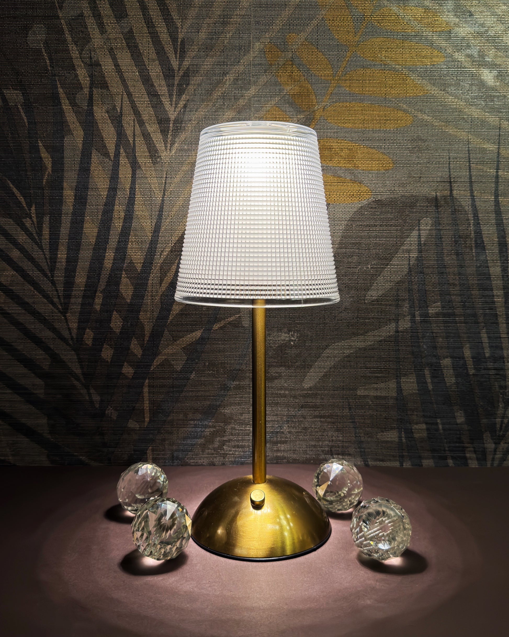 Sleek Doted LED Crystal Rechargeable Cordless Touch Lamp