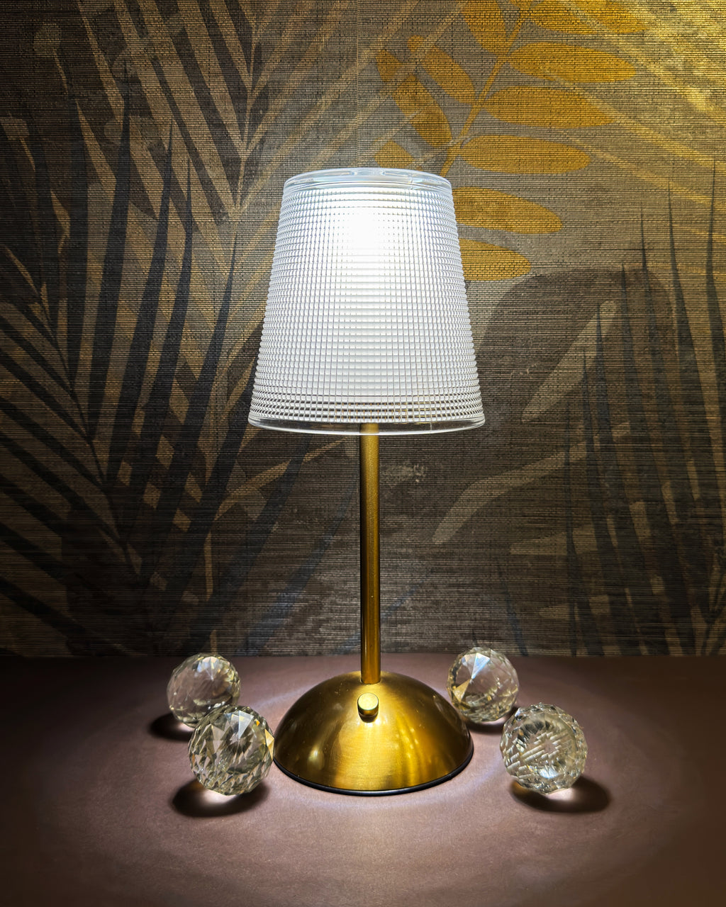 Sleek Doted LED Crystal Rechargeable Cordless Touch Lamp