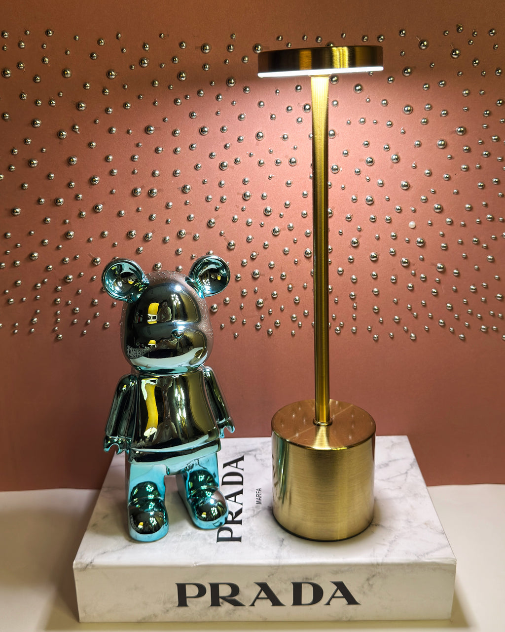 Luxury Décor Trio, Bear Sculpture (22cm), Touch Lamp & Book Box - Bundle 2