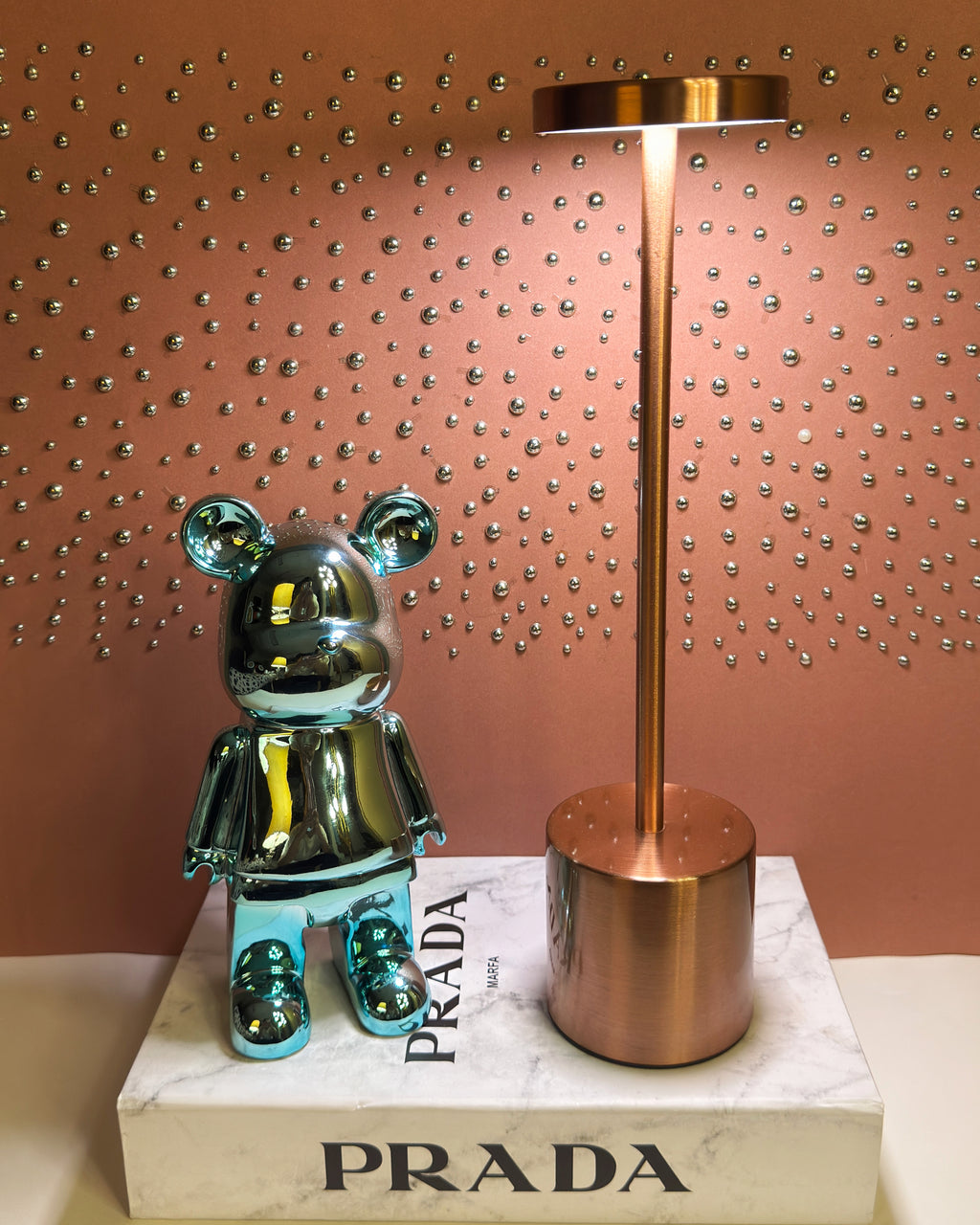 Luxury Décor Trio, Bear Sculpture (22cm), Touch Lamp & Book Box - Bundle 2