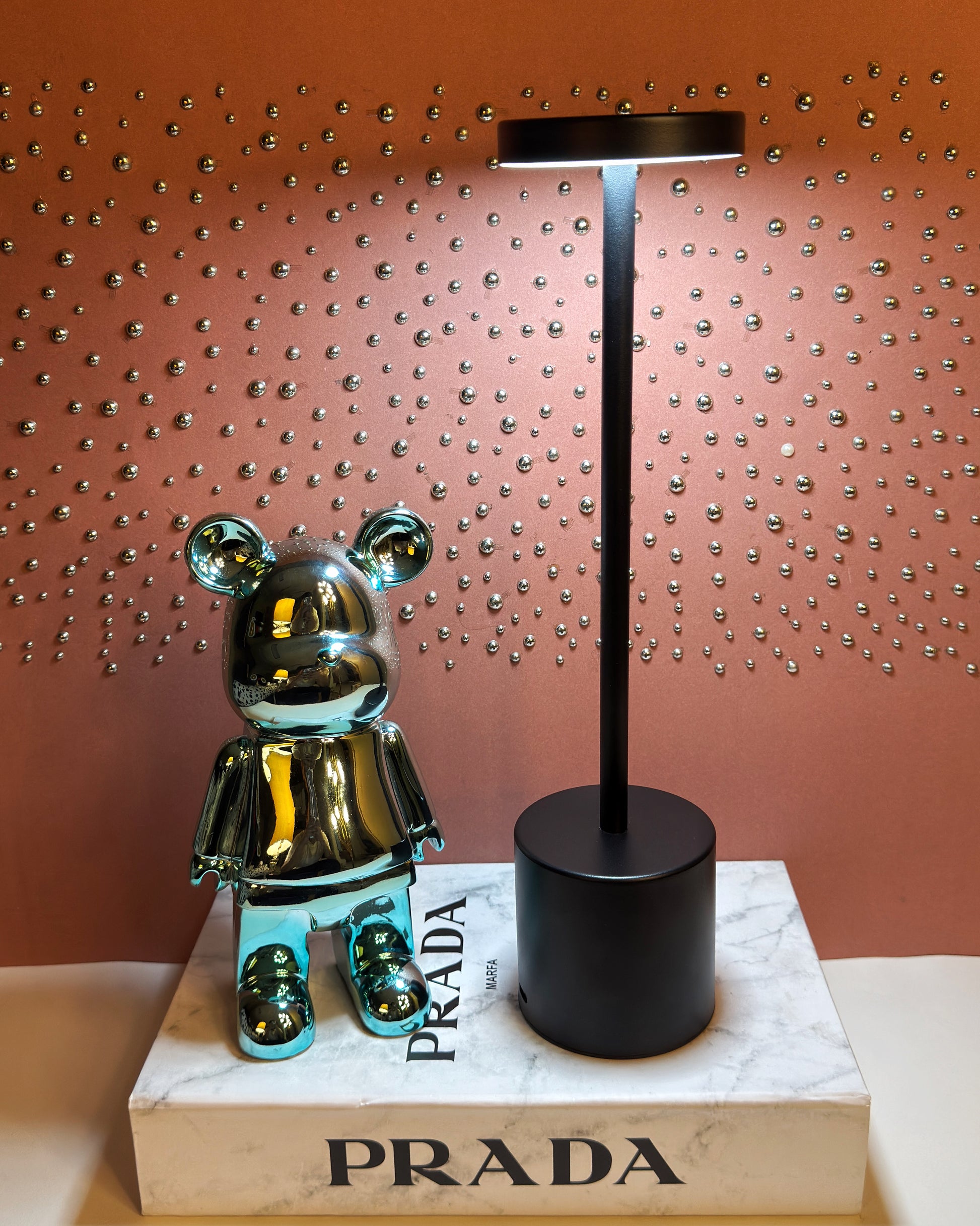 Luxury Décor Trio, Bear Sculpture (22cm), Touch Lamp & Book Box - Bundle 2