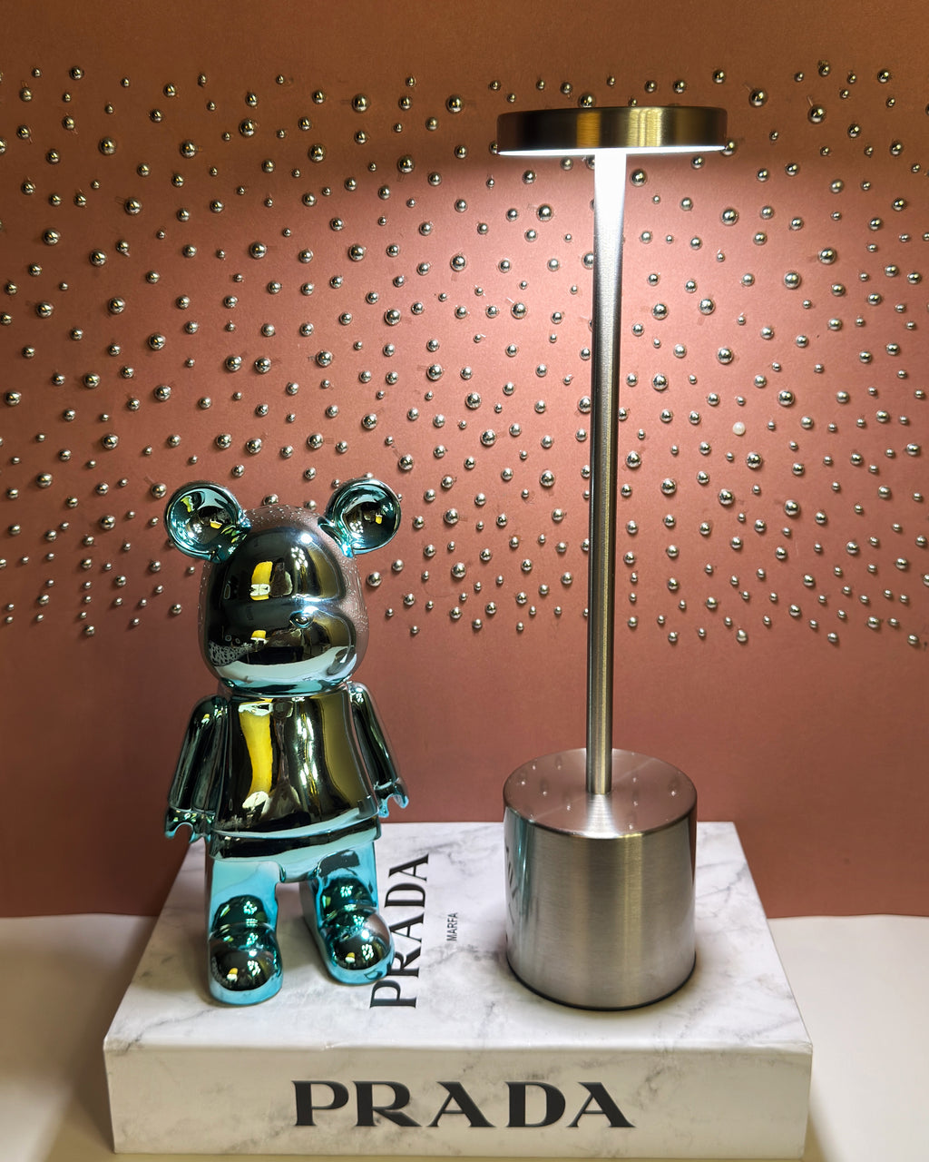 Luxury Décor Trio, Bear Sculpture (22cm), Touch Lamp & Book Box - Bundle 2